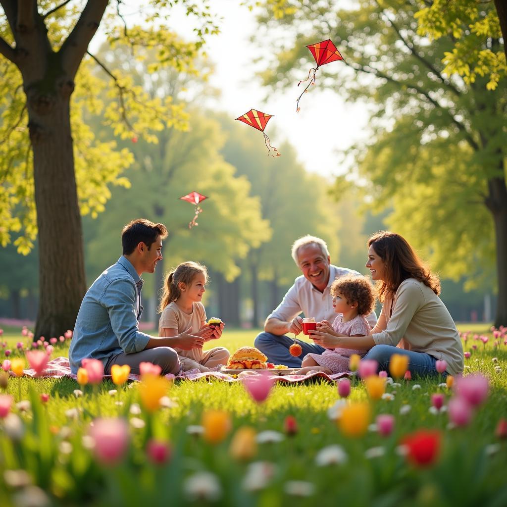 Picnic dã ngoại mùa xuân